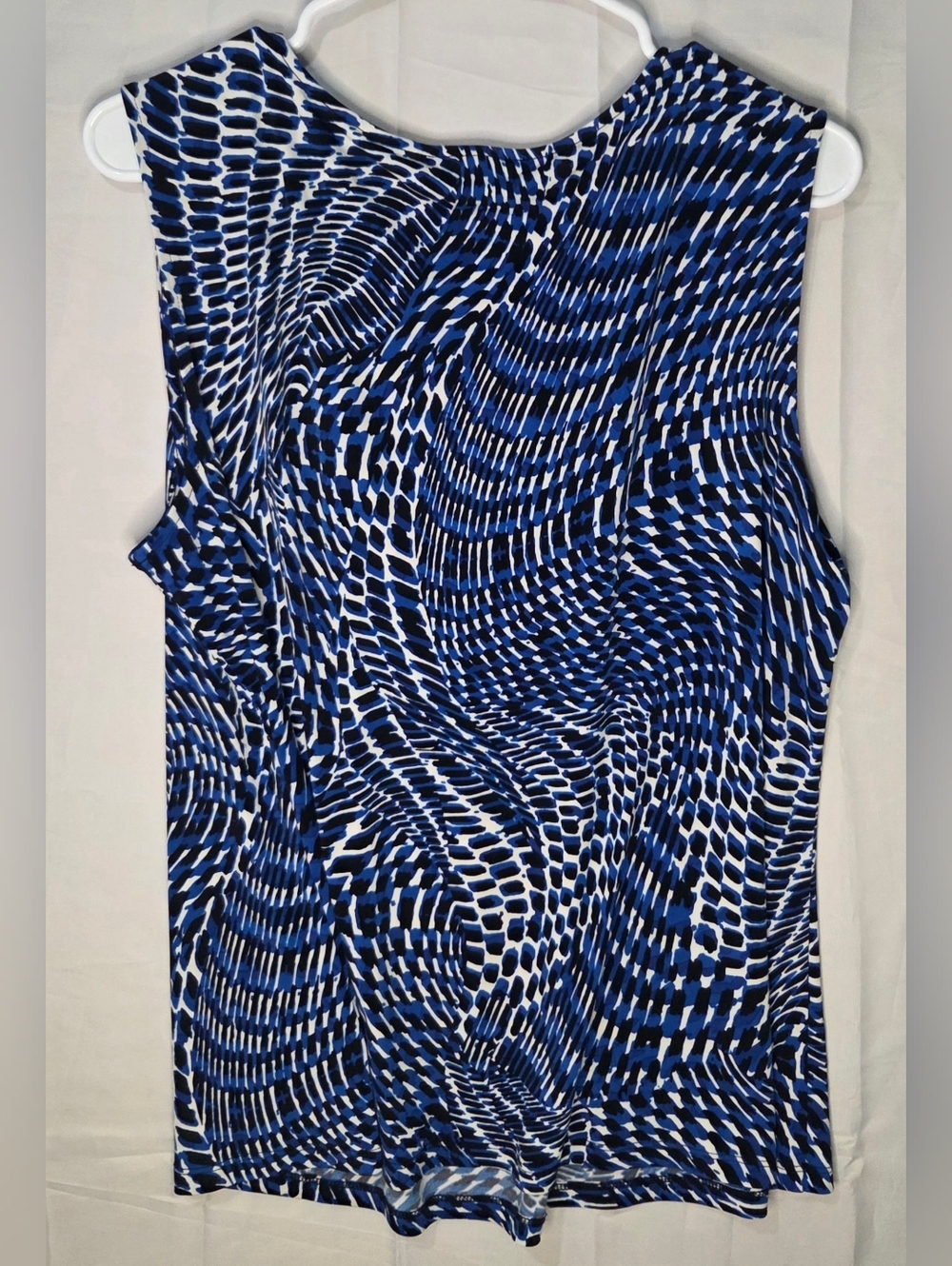 Jones Studio Blue Abstract Blouse 1X Flowy Tank Work to Weekend - Picture 7 of 7